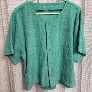 Disney Teal Button-Up Swimsuit Cover-Up Top